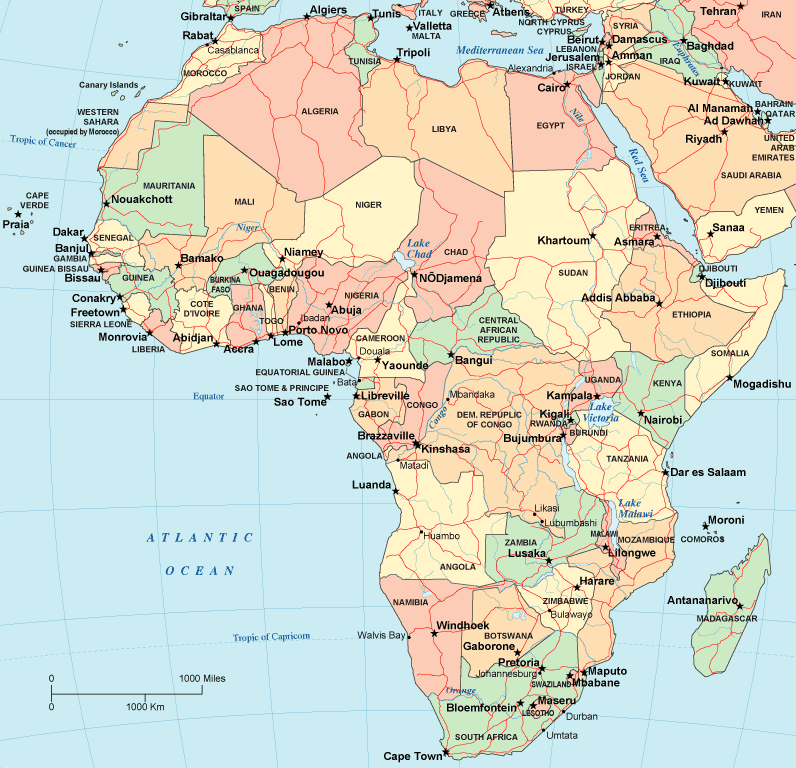 Topography Of Africa. Map of Africa • Borderless