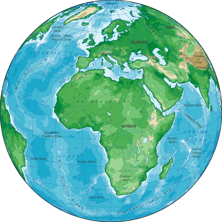 map africa - topographical map of africa