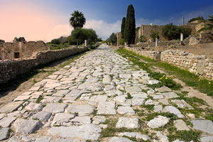 ancient Roman paved road, Carthage, Africa